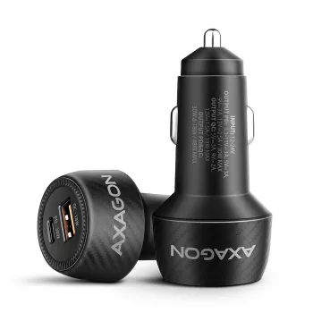 Auto nabíjačka AXAGON PWC-PQ48, 48 W, USB-C (PD3.0) + USB-A (QC4+), vstup 12–24 V, čierna