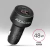 Auto nabíjačka AXAGON PWC-PQ48, 48 W, USB-C (PD3.0) + USB-A (QC4+), vstup 12–24 V, čierna