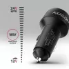 Auto nabíjačka AXAGON PWC-PQ48, 48 W, USB-C (PD3.0) + USB-A (QC4+), vstup 12–24 V, čierna
