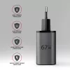 Napájací zdroj AXAGON ACU-PQ67, 67W, PD3.0 + QC4+, 1x USB-C + 1x USB-A, 100–240V, sivý/čierny