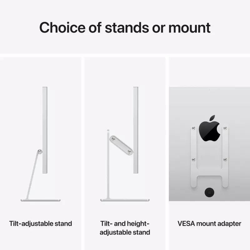 Monitor Apple Studio Display 27 inch (68,6 cm) 5K Ultra HD LED, nanotextúrne sklo, VESA adaptér držiaka, strieborná