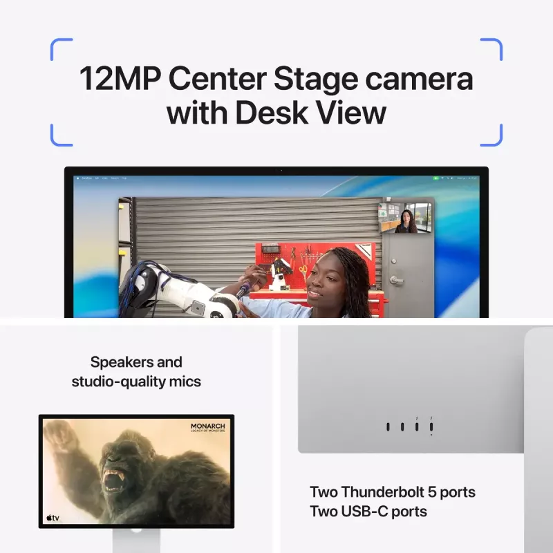 Monitor Apple Studio Display 27 inch (68,6 cm) 5K Ultra HD LED, nanotextúrne sklo, VESA adaptér držiaka, strieborná