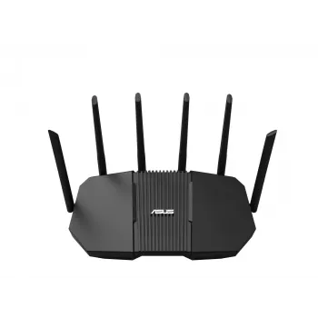 Stolný router ASUS RT-BE90U BE9400 AiMesh — Tri-Band Wi‑Fi 7 (2,4/5/6 GHz), 9400 Mbit/s, 2,5 Gigabit Ethernet, 4× RJ‑45 LAN, USB, čierny