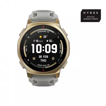 Smartwatch Amazfit T-rex 3 Pro 44 mm, 1,32 inch AMOLED 466×466, 16 GB, 64 MB RAM, GPS, Wi‑Fi, vodotesné do 45 m, zlaté puzdro, sivý silikónový remienok