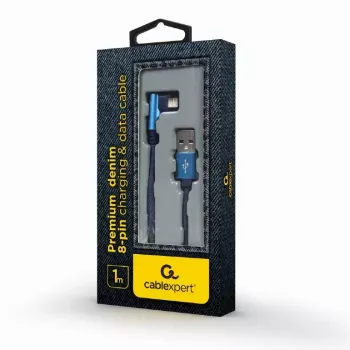 USB 2.0 dátový kábel Gembird CC-USB2J-AMLML-1M-BL — USB A na Micro-USB B/Lightning, 1 m, modrá/čierna