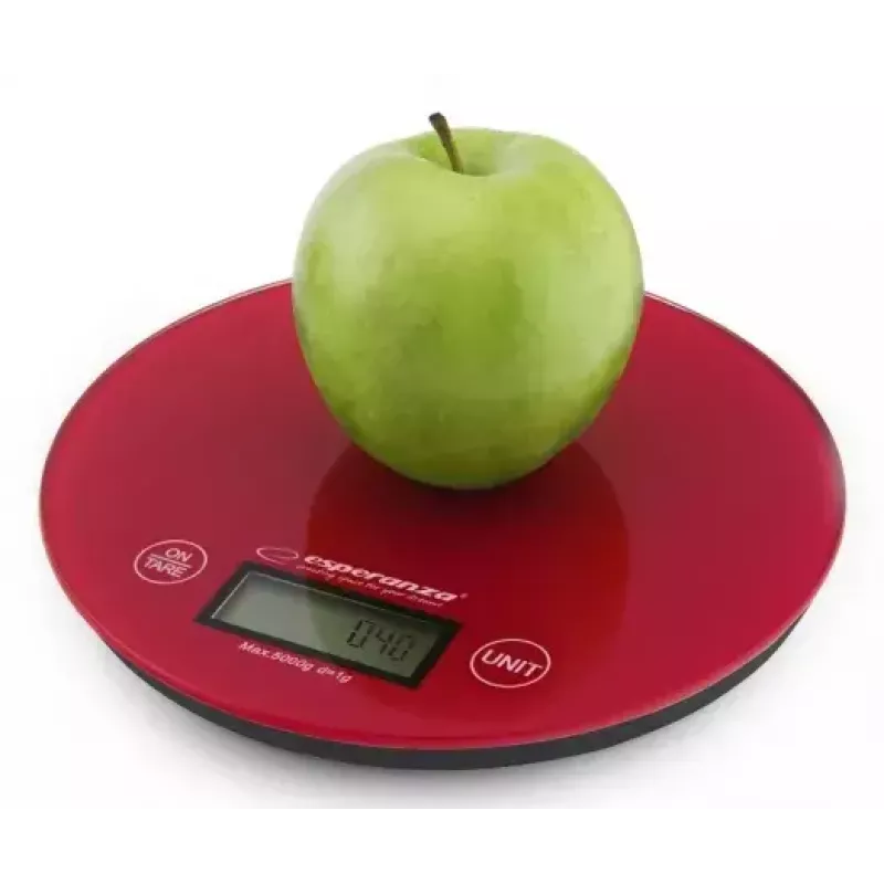 Elektronická kuchynská váha ESPERANZA EKS003R – kapacita 5 kg, tara, g/lb/oz, červená