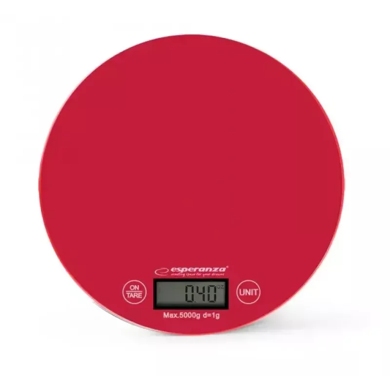 Elektronická kuchynská váha ESPERANZA EKS003R – kapacita 5 kg, tara, g/lb/oz, červená