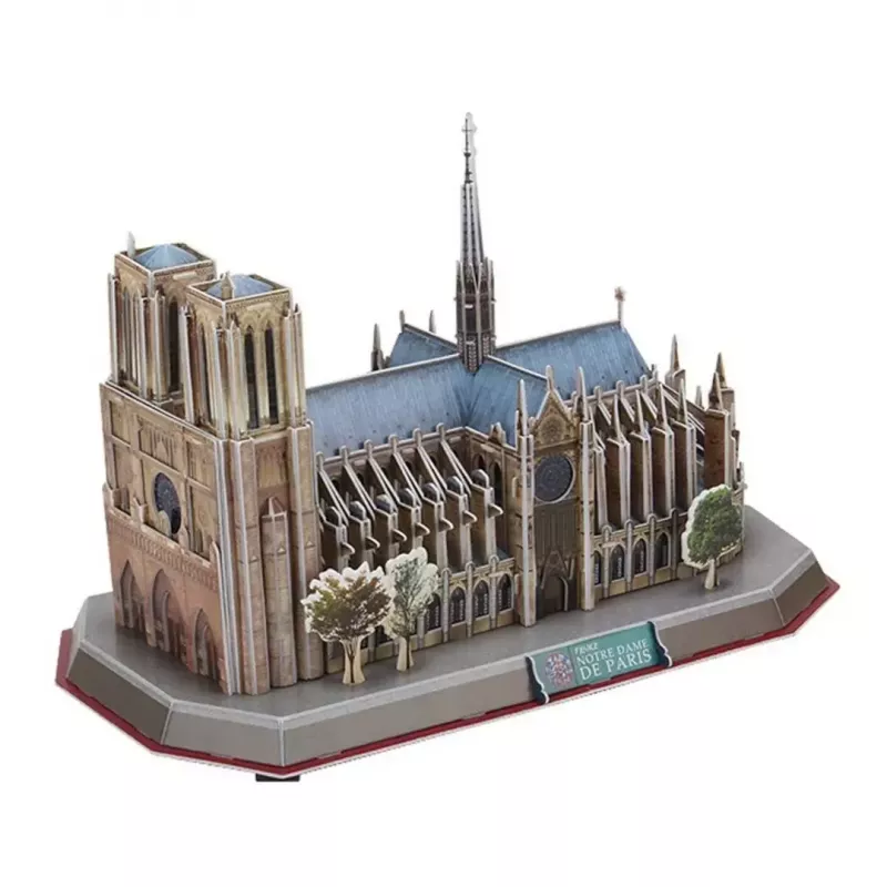 3D puzzle CubicFun Notre Dame (svetlo) — model DA-20509, ľahká osvetlená verzia
