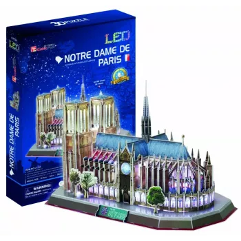 3D puzzle CubicFun Notre Dame (svetlo) — model DA-20509, ľahká osvetlená verzia