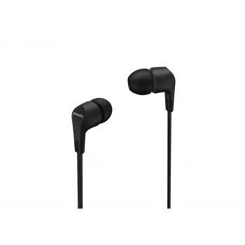Káblový in-ear headset Philips TAE1105BK/00 — čierny, intraaurálny, 1,2 m kábel, 14,7 g