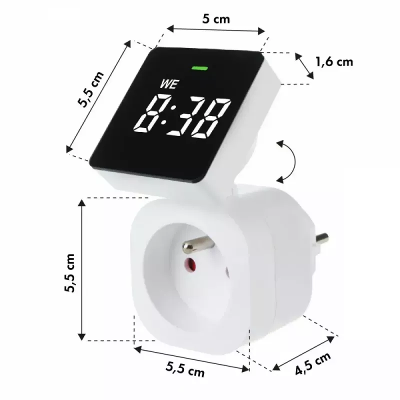 Digitálne časové relé GreenBlue GB610E, max. zaťaženie 16A, IP20, programovateľné cykly zapnutia/vypnutia