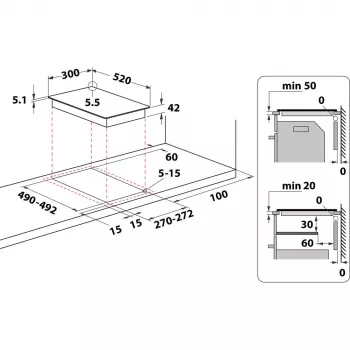 Whirlpool WRD 6030 B čierna vstavaná 30 cm sklokeramická varná doska 2 zóny