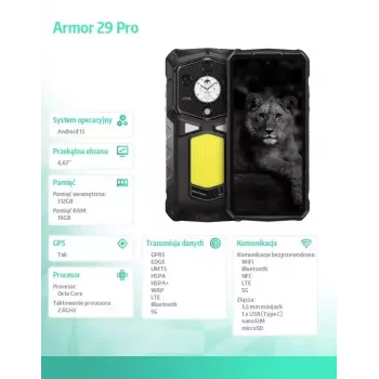 Smartfón UleFone Armor 29 Pro 5G 16/512GB čierny, odolný 5G, 16GB RAM, 512GB úložisko