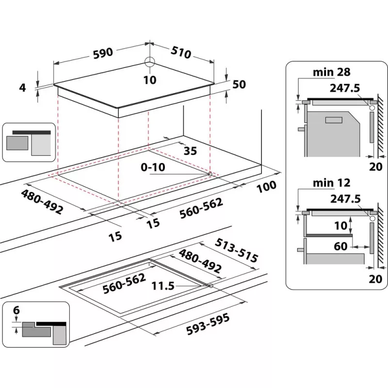 Whirlpool WLB6860NE/S strieborná vstavaná indukčná varná doska 4 zóny