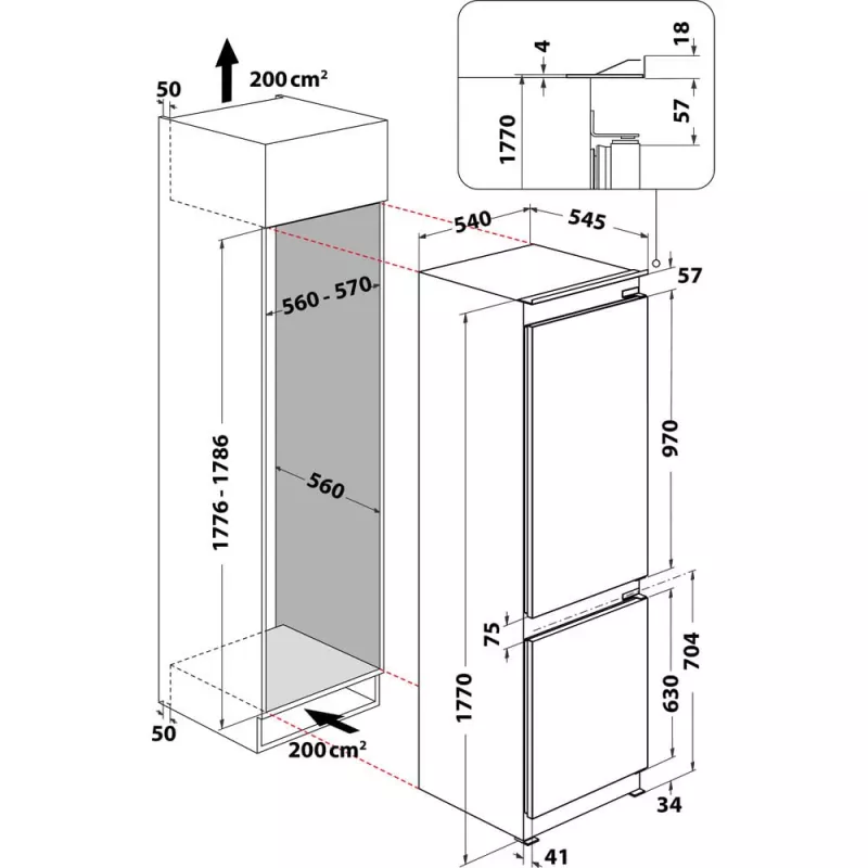 Whirlpool WHC18 T322 vstavaná chladnička 250 L