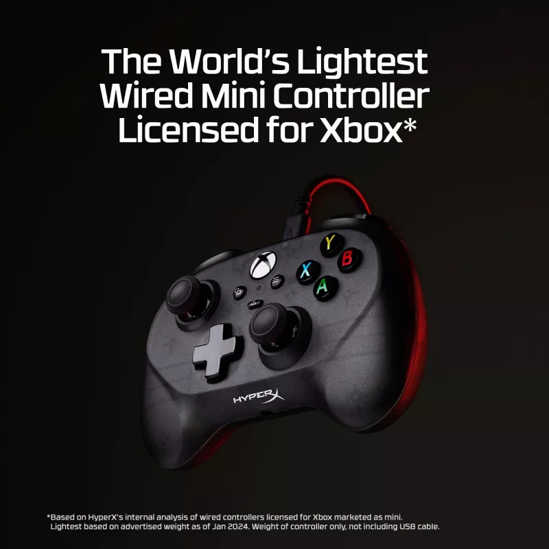HyperX Clutch Tanto Mini WD herný ovládač, joystick, Xbox, Xbox One, káblový, USB, čierny, 2,95 m