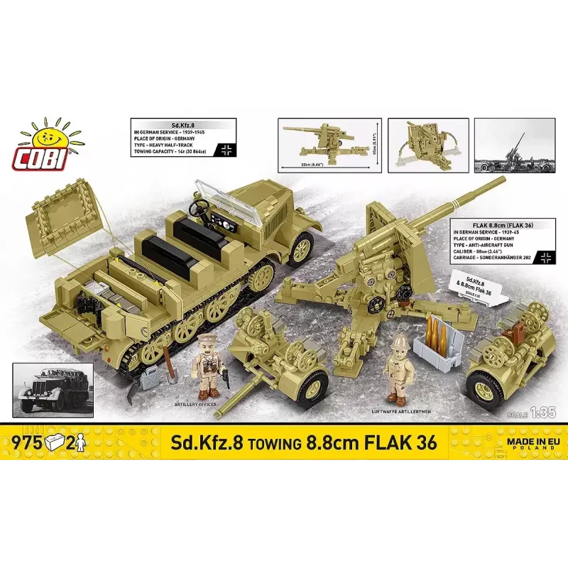 Cobi Blocks Sd.Kfz.8 s 8,8 cm Flak 36 stavebnica, 975 dielov