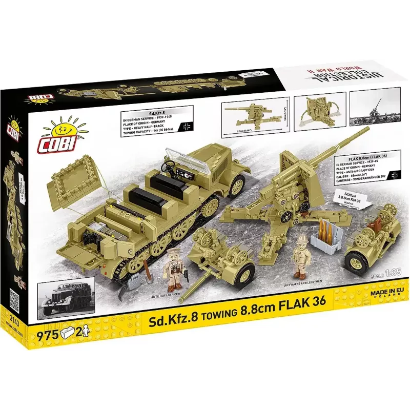 Cobi Blocks Sd.Kfz.8 s 8,8 cm Flak 36 stavebnica, 975 dielov
