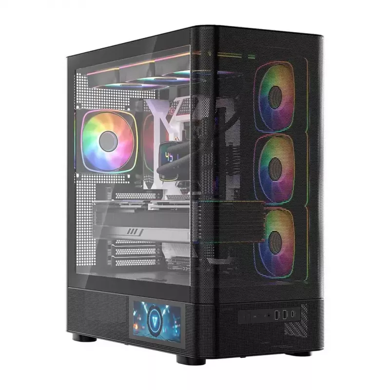 PC skriňa MODECOM VOLCANO AQ400 ARGB MIDI čierna — MODECOM MC-A-AQ400-4FA-B