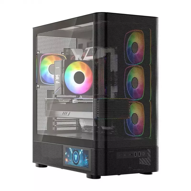 PC skriňa MODECOM VOLCANO AQ400 ARGB MIDI čierna — MODECOM MC-A-AQ400-4FA-B