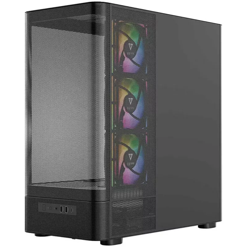 PC skriňa MODECOM VOLCANO AQ400 ARGB MIDI čierna — MODECOM MC-A-AQ400-4FA-B