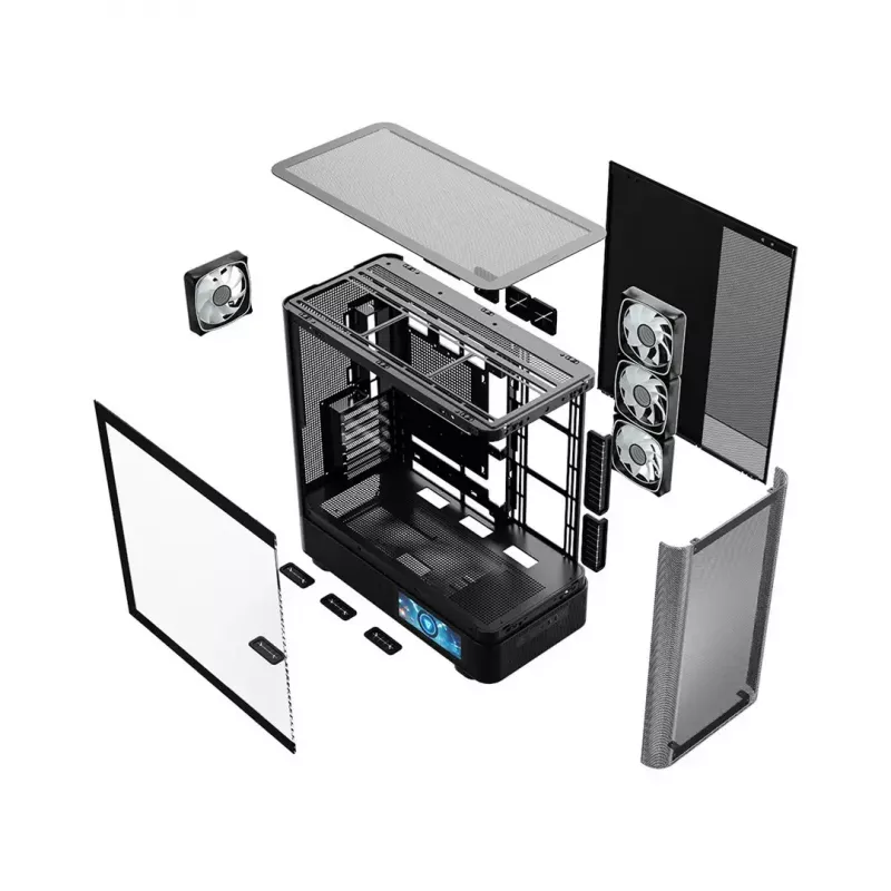 PC skriňa MODECOM VOLCANO AQ400 ARGB MIDI čierna — MODECOM MC-A-AQ400-4FA-B