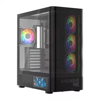 PC skriňa MODECOM VOLCANO AQ400 ARGB MIDI čierna — MODECOM MC-A-AQ400-4FA-B