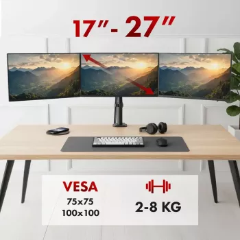 Držiak monitora MACLEAN MC-137 — plynová pružina, pre 3 monitory 17