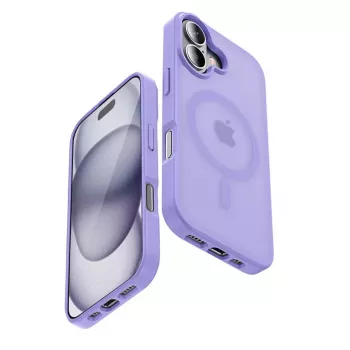 Crong Hybrid Matte Magnetic MagSafe puzdro pre iPhone 17 — priesvitná levanduľová, PC+TPU