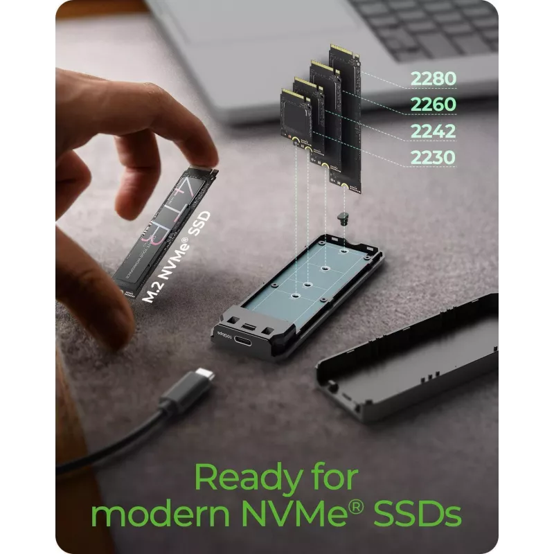 ICY BOX M.2 NVMe SSD puzdro s USB 3.2 Gen 2 Type-C a RGB osvetlením