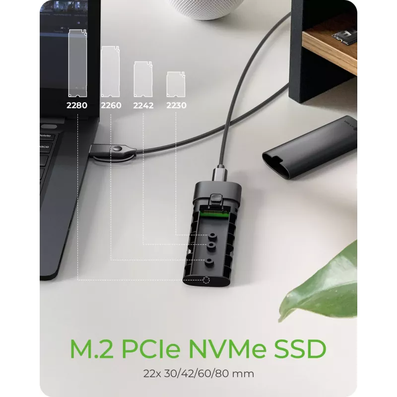 ICY BOX M.2 NVMe puzdro s USB 3.2 Gen 2 Type-C, SSD puzdro, M.2, PCI Express, 10 Gbit/s, Hot-Swap, čierna