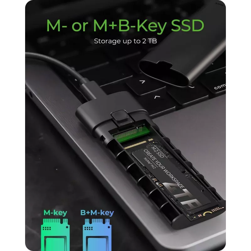 ICY BOX M.2 NVMe puzdro s USB 3.2 Gen 2 Type-C, SSD puzdro, M.2, PCI Express, 10 Gbit/s, Hot-Swap, čierna