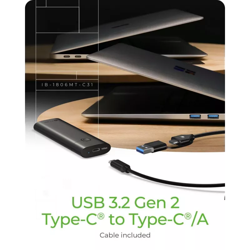 ICY BOX M.2 NVMe puzdro s USB 3.2 Gen 2 Type-C, SSD puzdro, M.2, PCI Express, 10 Gbit/s, Hot-Swap, čierna