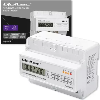 Trojfázový elektromer na DIN lištu QOLTEC 50978 — 400 V, 100 A