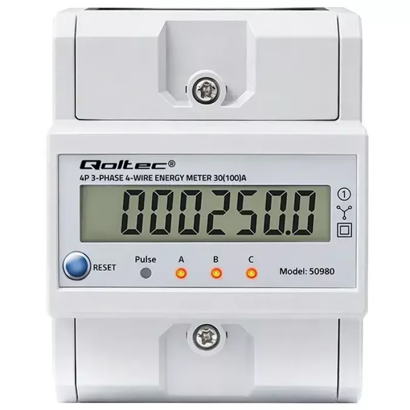 Trojfázový merač QOLTEC 50980 — 400 V, 100 A s resetom