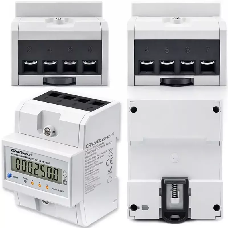 Trojfázový merač QOLTEC 50980 — 400 V, 100 A s resetom
