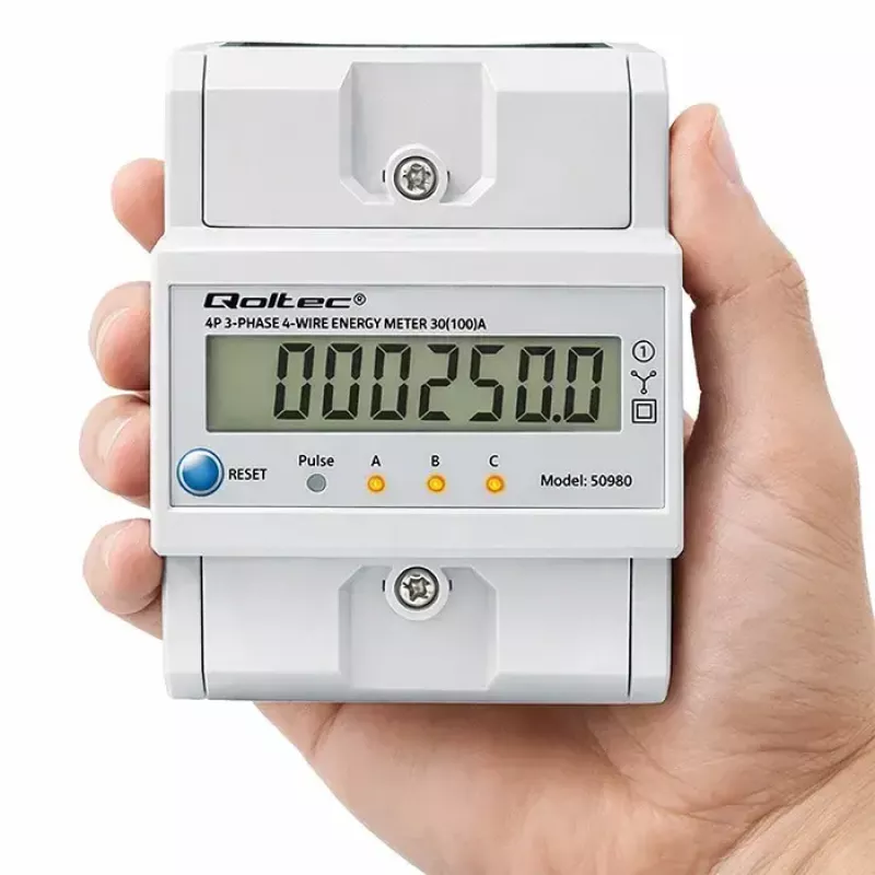Trojfázový merač QOLTEC 50980 — 400 V, 100 A s resetom