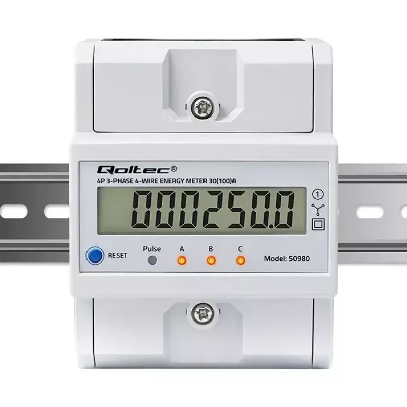 Trojfázový merač QOLTEC 50980 — 400 V, 100 A s resetom