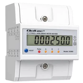 Trojfázový merač QOLTEC 50980 — 400 V, 100 A s resetom