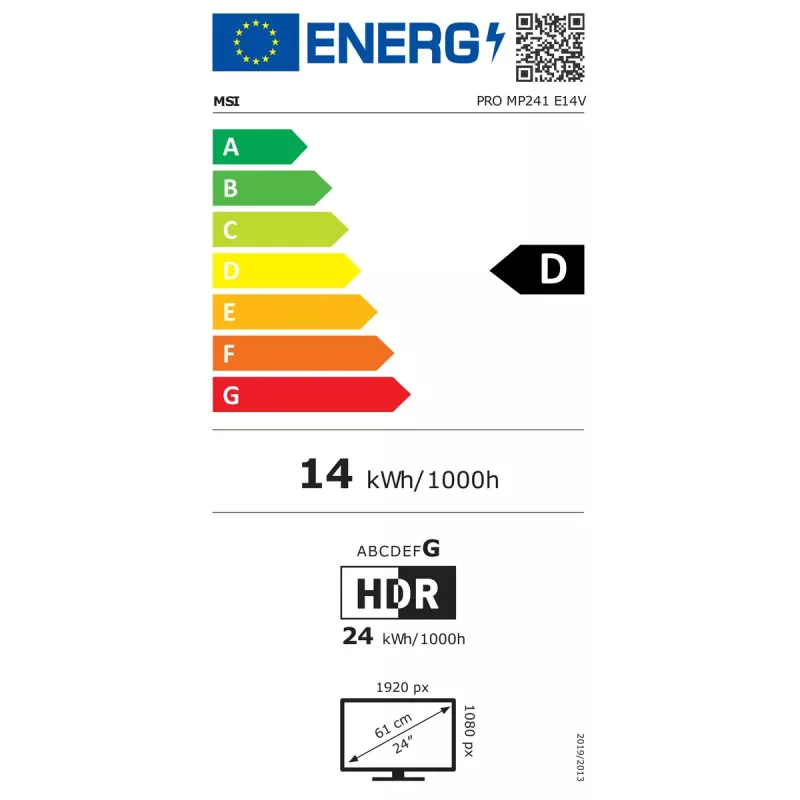 Počítačový monitor MSI Pro MP241 E14V 23,8 palca (60,5 cm) Full HD 1920×1080 VA LCD, 4 ms, VESA, čierny