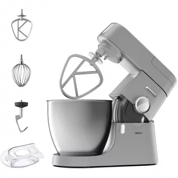 Stolový mixér Kenwood Chef XL KVL4110S – 1200 W, 6,7 l nerezová misa, planetárne miešanie, mixér, strieborný