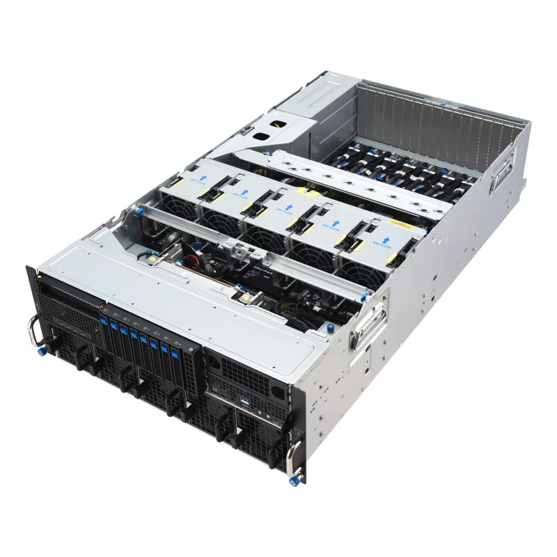 Rack server ASUS ESC8000A-E13 (4U) strieborný – LGA 6096, AMD EPYC, DDR5, až do 3 TB, 24 DIMM, 2× CPU, 3200 W PSU