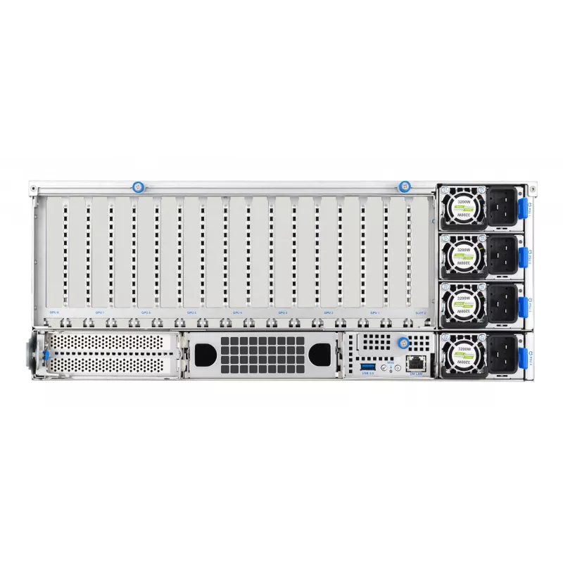 Rack server ASUS ESC8000A-E13 (4U) strieborný – LGA 6096, AMD EPYC, DDR5, až do 3 TB, 24 DIMM, 2× CPU, 3200 W PSU