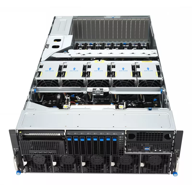 Rack server ASUS ESC8000A-E13 (4U) strieborný – LGA 6096, AMD EPYC, DDR5, až do 3 TB, 24 DIMM, 2× CPU, 3200 W PSU