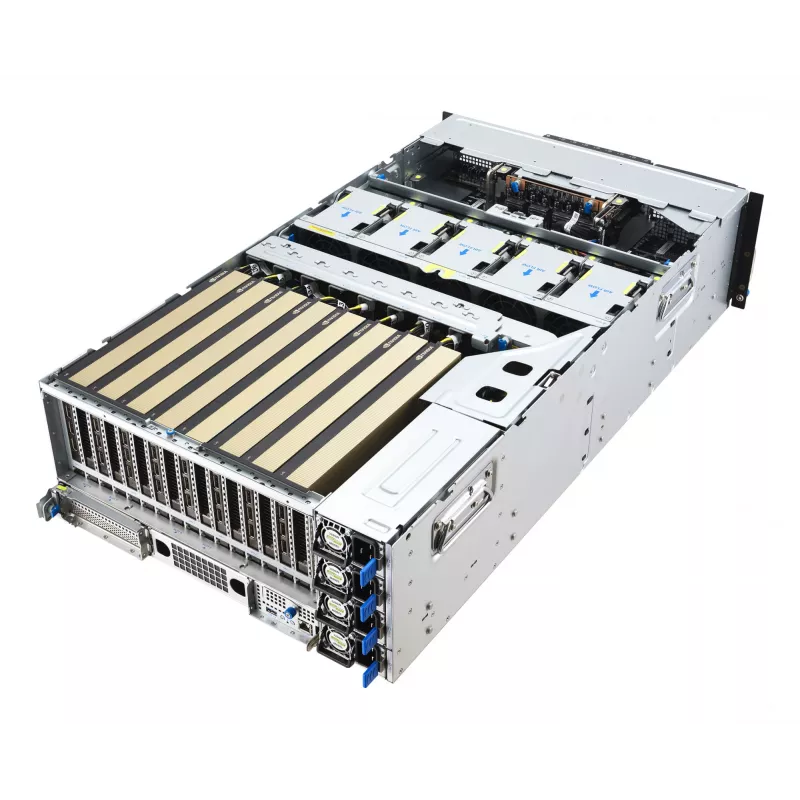 Rack server ASUS ESC8000A-E13 (4U) strieborný – LGA 6096, AMD EPYC, DDR5, až do 3 TB, 24 DIMM, 2× CPU, 3200 W PSU