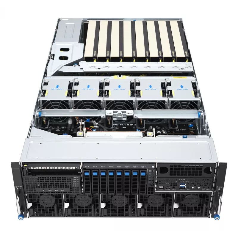 Rack server ASUS ESC8000A-E13 (4U) strieborný – LGA 6096, AMD EPYC, DDR5, až do 3 TB, 24 DIMM, 2× CPU, 3200 W PSU