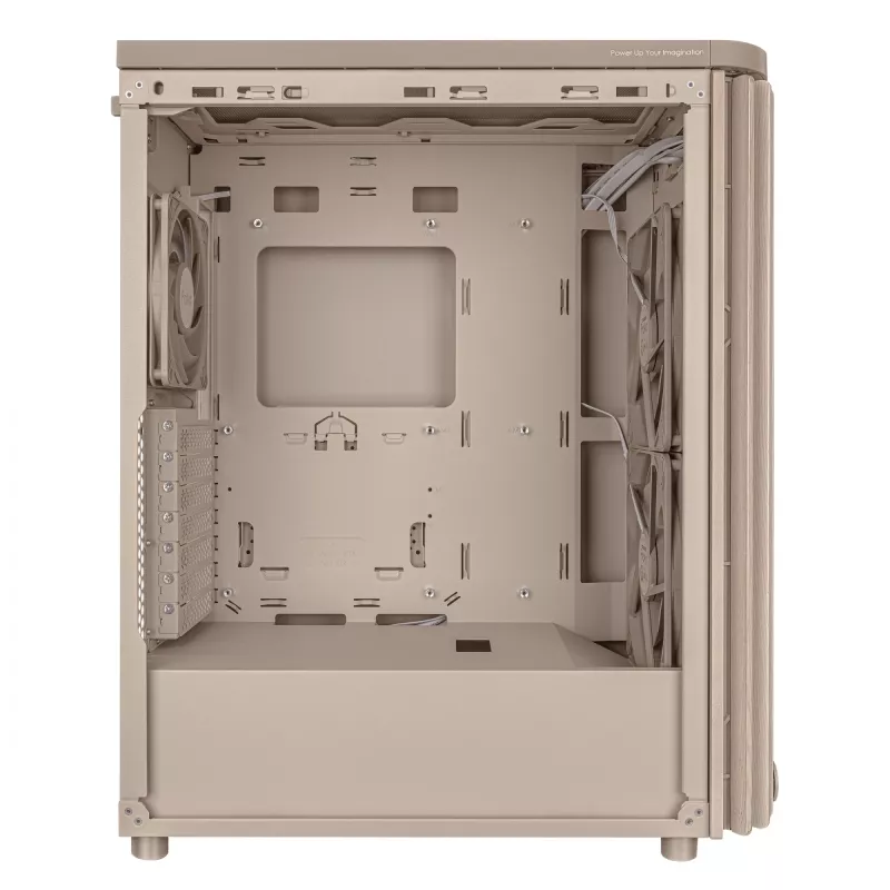 PC skriňa ASUS ProArt PA401 Wood Edition Béžová — Mid-Tower, predný panel z kovu