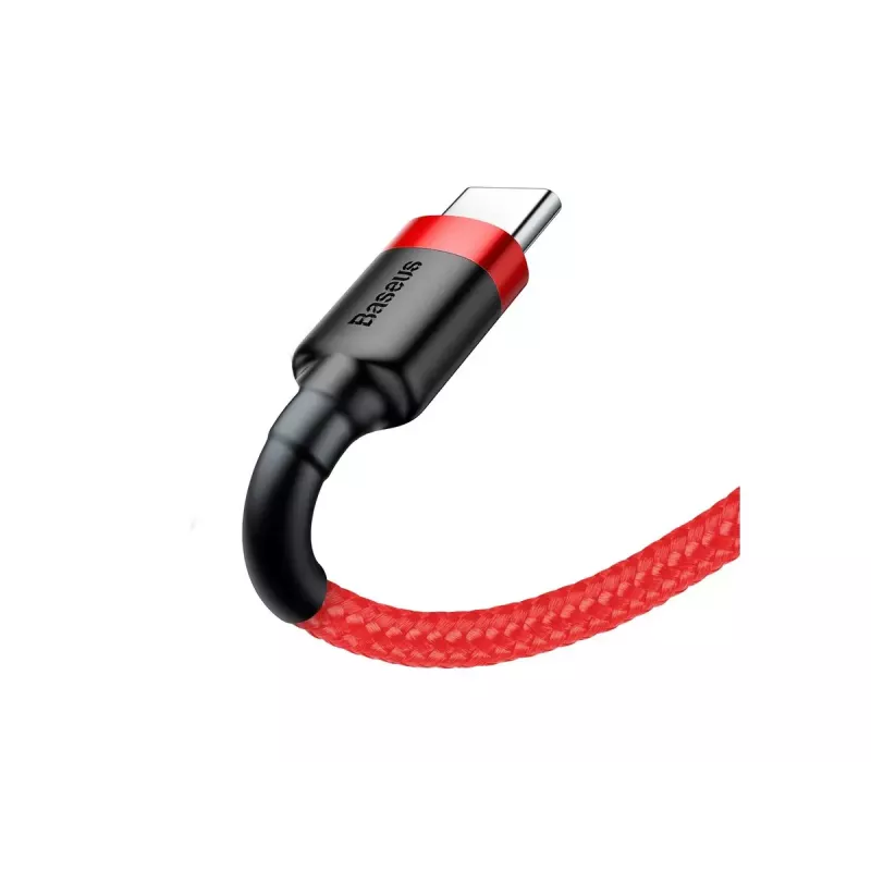 Kábel USB-A na USB-C Baseus Cafule — USB 2.0 A→C, podpora nabíjania QC3.0, nylonový oplet, červený