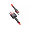 Kábel USB-A na USB-C Baseus Cafule — USB 2.0 A→C, podpora nabíjania QC3.0, nylonový oplet, červený