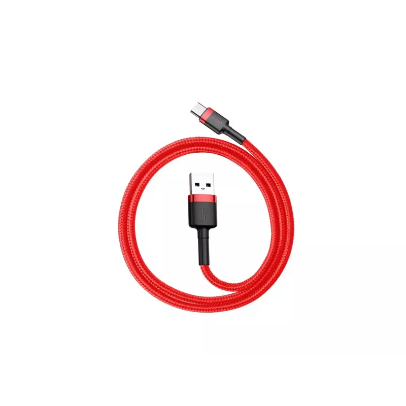 Kábel USB-A na USB-C Baseus Cafule — USB 2.0 A→C, podpora nabíjania QC3.0, nylonový oplet, červený